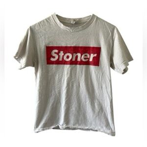 Allstyle “Stoner” Graphic T-Shirt | Size Small | White Statement Tee